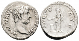 Roman Imperial
Hadrian (117-138 AD) Rome. 
AR denarius (18,2 mm 3,39g)
Obv: HADRIANVS AVG COS III P P. Bare head right.
Rev: SALVS AVG. Salus standing...