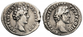 Roman Imperial
Antoninus Pius with Marcus Aurelius as Caesar, (138-161 AD).Rome
AR Denarius (19 mm, 3.42 g) 
Obv: ANTONINVS AVG PIVS P P TR P COS III ...