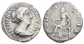 Roman Imperial
Faustina II (147-150 AD) Rome
AR Denarius (18.2mm, 2.71g)
Obv: FAVSTINA AVG PII AVG FIL, draped bust to right.
Rev: CONCORDIA, Concordi...