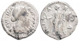 Roman Imperial
Faustina II (161-175 AD) Rome
AR Denarius(18,4mm 2,65g)
Obv: FAVSTINA AVGVSTA, draped bust to right 
Rev: HILARITAS, Hilaritas standing...