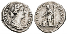 Roman Imperial
Diva Faustina II (Died 175/6 AD).Rome 
AR Denarius (19 mm 3,33g)
Obv: Draped bust right 
Rev: Pietas standing left, sacrificing from pa...