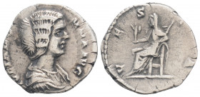 Roman Imperial
Julia Domna (193-217 AD) Rome
AR denarius (18,2mm, 2,85g) 
Obv: IVLIA DO-MNA AVG, draped bust of Julia Domna right 
Rev: VE-S-TA, Vesta...