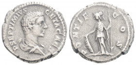 Roman Imperial
Geta As Caesar (198-209 AD)Rome
AR denarius (19,8 mm, 3.29g)
Obv: P SEPTIMIVS GETA CAES, bare-headed and draped bust right 
Rev: PONTIF...