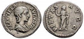 Roman Imperial
Plautilla (202-205 AD) Rome 
AR Denarius (19,3 mm, 3 g)
Obv: PLAVTILLA AVGVSTA Draped bust of Plautilla to right. 
Rev: PIETAS AVGG Pie...
