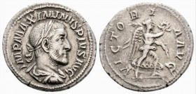 Roman Imperial Coins
Maximinus Thrax(235-238) Rome.
AR denarius (20,3mm 2,94g) 
Obv: IMP MAXIMINVS PIVS AVG.Laureate, draped and cuirassed bust right....