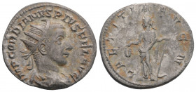 Roman Imperial
Gordian III (238-243 AD) Rome 
AR Antoninianus (21,9 mm 3,62g) 
Obv: IMP GORDIANVS PIVS FEL AVG, radiate, draped and cuirassed bust to ...