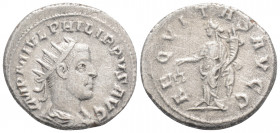 Roman Imperial
Philip I ( 244-249 AD) Rome
AR antoninianus (22,2mm, 4.72 g)
Obv: IMP M IVL PHILIPPVS AVG, radiate, draped, and cuirassed bust of Phili...