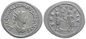 Roman Imperial
SALONINUS (Caesar, 258-260 AD) Antioch 
AE Antoninianus (23.2mm, 3.60g)
Obv: SALON VALERIANVS NOB CAES. Radiate, draped and cuirassed b...