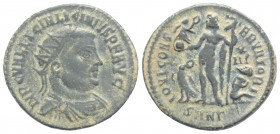 Roman Imperial
Licinius I ( 308-324 AD) Nicomedia
BI Nummus (19.8mm, 2.61g)
Obv: IMP C VAL LICIN LICINIVS P F AVG, radiate, draped and cuirassed bust ...