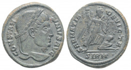 Roman Imperial
Constantinus I.(306-337 AD) Sirmium
AE Follis (7.7mm, 3.25g)
Obv: CONSTANTINVS AVG. Laureate head right.
Rev: SARMATIA DEVICTA / SIRM. ...