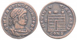 Roman Imperial
Constantine II, As Caesar,(316-337 AD) Constantinople 
BI Nummus. (18,9mm 2,62g)
Obv: CONSTANTINVS IVN NOB C, laureate, draped and cuir...