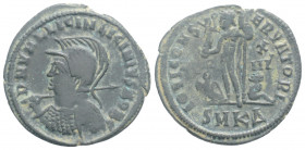 Roman Imperial
Licinius II As Caesar (317-324 AD) Kyzikos
AE Follis (20.8mm, 2.29g)
Obv: Helmeted and cuirassed bust l., holding round shield and spea...