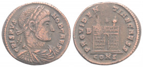 Roman Imperial
Crispus. Caesar(317-326 AD) Constantinople 
AE follis (19.3 mm, 1,98g). 
Obv: CRISPVS - NOB CAES, laureate, draped and cuirassed bust o...