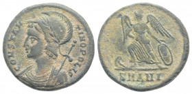 Roman Imperial
Commemorative Series ( 330-354 AD) Antioch 
AE Follis (17.8 mm, 2.70g)
Obv: laureate, helmeted and cuirassed bust left, wearing imperia...