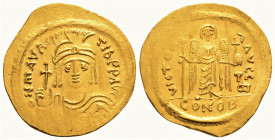 Byzantine
Maurice Tiberius, (582-602 AD) Constantinopolis.
AV Solidus (21.9mm, 4.38g), 
Obv: O N mAVRC TIb P P AVI Draped and cuirassed bust of Mauric...