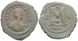 Byzantine
Justin I, (518-527 AD) Nicomedia
AE Follis (36.4mm, 17.50g) 
Obv: D N IVSTI-NVS PP AVG Diademed, draped and cuirassed bust of Justin I to ri...