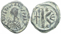 Byzantine
Justin I and Justinian I, (April-August 527 AD)
AE Half follis (26,7mm 9g) 
Obv: D N IVSTIN ET IVSTINIAN P P AV Laureate, draped and cuirass...