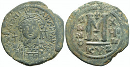 Byzantine
Justinian I ( 527-565 AD)Kyzikos
AE Follis (39,3mm 18,95g)
Obv: D N IVSTINIANVS PP AVI, helmeted and cuirassed bust facing, holding globus c...