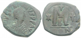 Byzantine
Justinian I ( 527-565 AD). Constantinople
AE Follis (30.9mm, 17,22 g)
Obv: D N IVSTINIANVS P P AVG, pearl diademed, draped, cuirassed bust r...