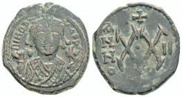 Byzantine
Maurice Tiberius, (582-602 AD). Theoupolis 
AE Half Follis (24,4mm 6,74g)
Obv: Crowned facing bust of Maurice Tiberius, wearing crown surmou...