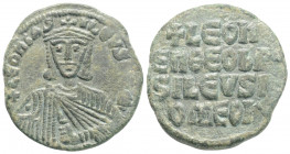 Byzantine
Leo VI the Wise (886-912.AD) Constantinople
AE Follis (25,9mm 8,28g)
Obv: Crowned and draped bust facing, holding akakia
Rev: +LЄOҺ/ЄҺ ӨЄO Ь...