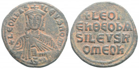 Byzantine
Leo VI the Wise (886-912.AD). Constantinople
AE Follis (25,7mm 5.92g)
Obv: Crowned and draped bust facing, holding akakia
Rev: +LЄOҺ/ЄҺ ӨЄO ...