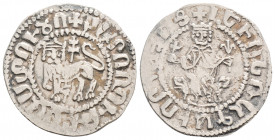 Medieval
Armenia, Cilician Armenia. ( 1198-1219 AD) Levon I 
AR Tram. (22.3mm, 2.67g)
Obv: Levon seated facing on lion throne, holding cross and scept...