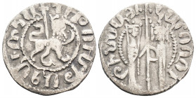 Medieval
Armenia, Cilician Armenia (1226-1270 AD ) Hetoum I 
AR Tram. (20.9mm, 3g)
Obv: Hetoum and Queen Zabel standing facing, holding long cross bet...
