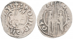 Medieval
Armenia, Cilician Armenia. (1226-1270 AD) Hetoum I 
AR Tram. (24.3mm, 2.86g)
Obv: Hetoum and Queen Zabel standing facing, holding long cross ...
