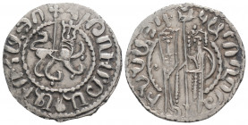 Medieval
Armenia, Cilician Armenia. (1226-1270 AD) Hetoum I 
AR Tram. (23..5mm, 2.95g)
Obv: Hetoum and Queen Zabel standing facing, holding long cross...