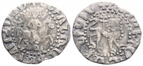 Medieval
ARMENIA, Cilician Armenia. Royal. Levon II, (1270-1289 AD).
AR Tram (21.4mm, 2.24g)
Obv: King right on horseback; holding scepter, pellet in ...