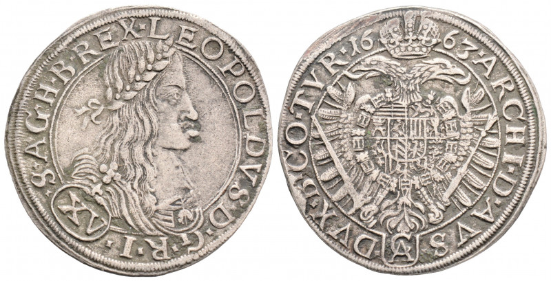 Medieval
HOLY ROMAN EMPIRE. Leopold I (1658-1705). 15 Kreuzer (1674). Wien.
( 30...