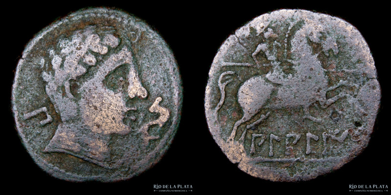 Hispania. Bilbilis. Ca. 120-30 AC. As. CU; 27mm; 11.60g. A: Cabeza masculina a d...