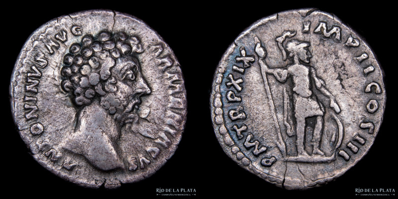 Roma. Marco Aurelio 161-180DC, AR Denario. Ceca de Roma (163-164DC) 18.6mm; 3.12...