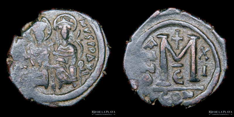 Bizancio. Justino II 565-578DC. AE Follis, ceca de Constantinopla, oficina 5ta (...
