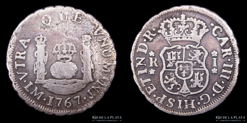 Lima. Carlos III (1759-1788) 1 Real 1767 JM. Escasa. AG.917; 20mm; 3.10g. KM61 (...