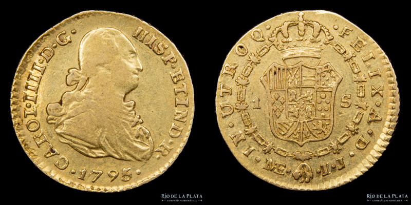 Lima. Carlos IV (1788-1808) 1 Escudo 1795/3 IJ. Sobrefecha muy rara. A estudiar....