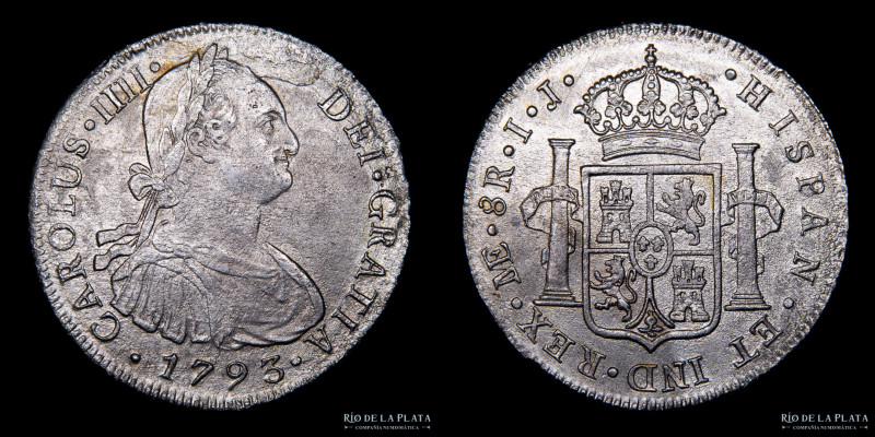 Lima. Carlos IV (1788-1808) 8 Reales 1793 IJ. Lima Mint. AG.896, 41.0 mm; 25.40g...