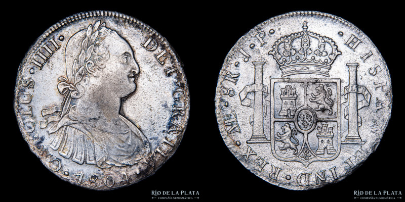 Lima. Carlos IV (1788-1808) 8 Reales 1804 JP. AG.896; 38.5mm; 25.75g. KM74. (VF,...