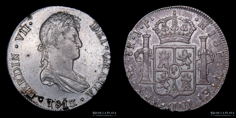 Lima. Fernando VII (1808-1833) 8 Reales 1813 JP. Lima Mint. AG.896, 39.0mm; 26.6...