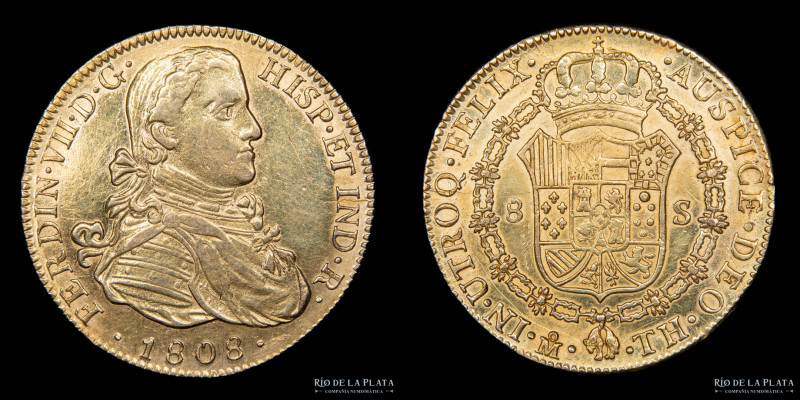 México. Fernando VII (1808-1833) 8 Escudos 1808 TH. Busto imaginario con uniform...
