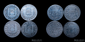 Mexico. 1 Real 1735 a 1762. Lote de 4  Columnarios