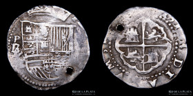 Potosi. Felipe II. 2 Reales 1577-81 B/L/M. Macuquina / Cob. CJ 3.4.2