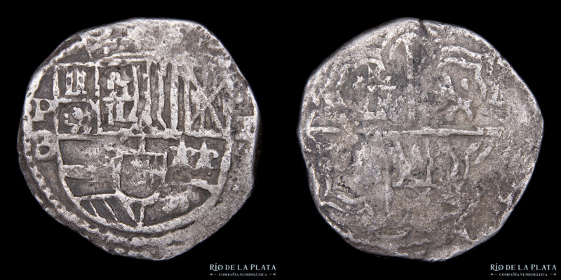 Potosí. Felipe II (1574-1598) 1 Real 1590-98 B 4to período. Macuquina / Cob. AG....
