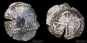 Potosi. Felipe IV. 8 Reales 1651 E. Resello F coronada. Macuquina / Cob. CJ 13.131.3