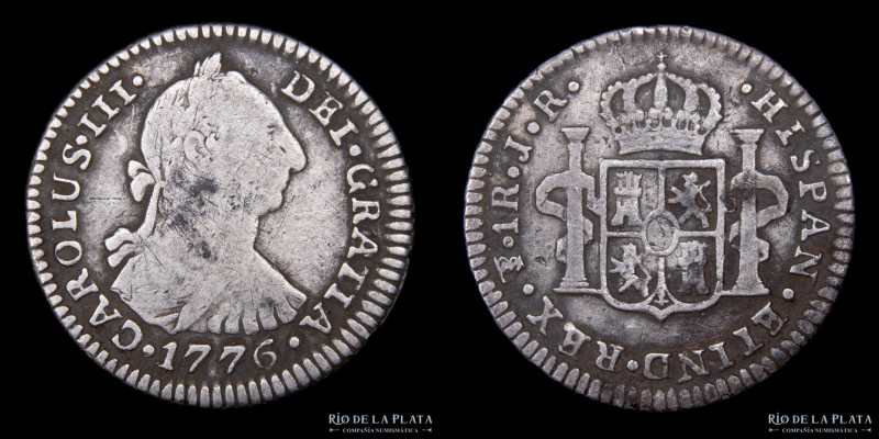 Potosí. Carlos III (1759-1788) 1 Real 1776 JR (Ensayadores Jose de Vargas y Flor...