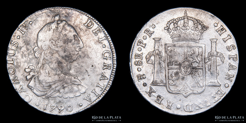 Potosí. Carlos IV (1788-1808) 8 Reales 1790 PR (Pedro Mazondo, Raymundo de Yturr...