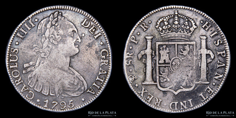 Potosí. Carlos IV (1788-1808) 8 Reales 1795 PR (Pedro Mazondo, Raymundo de Yturr...