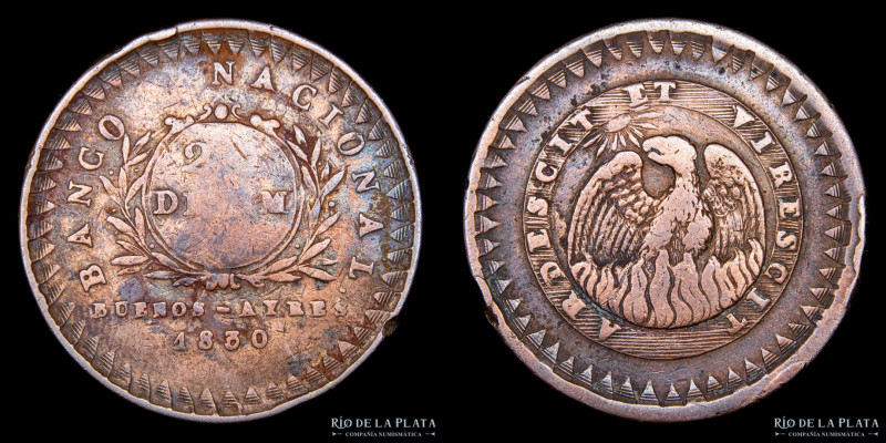 Argentina. Buenos Aires. 20 Décimos 1830. Buenos Aires mint. CU; 32.5 mm; 20.97g...