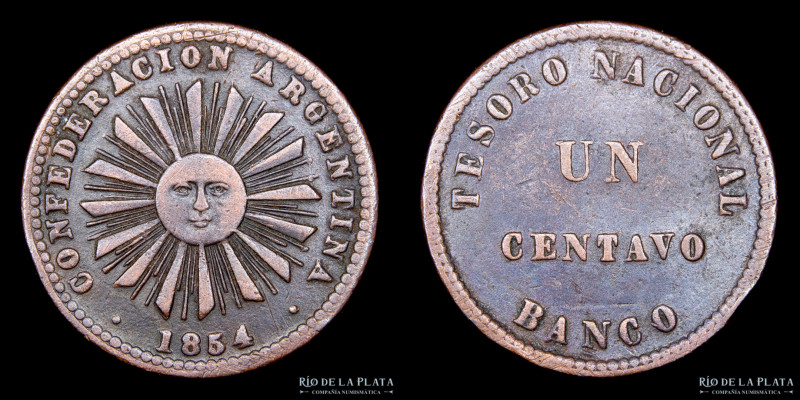 Argentina. Confederación. 1 Centavo 1854. Ceca Birmingham. CU; 21.0mm; 4.88g. CJ...